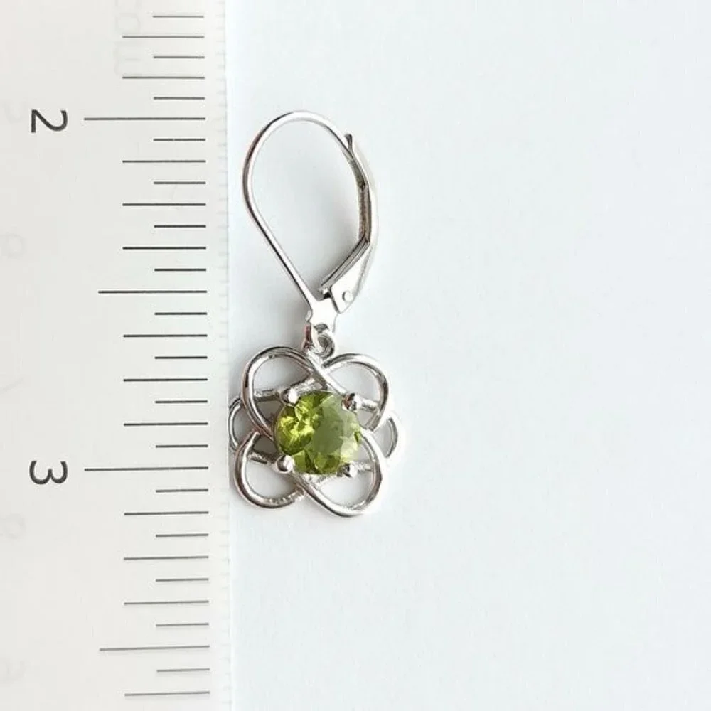 New Sterling silver Peridot modernist flower earrings lever back